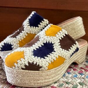 Gaimo Patchwork Suede Espadrille Clogs Women’s size EU37 US6.5 Made in Spain